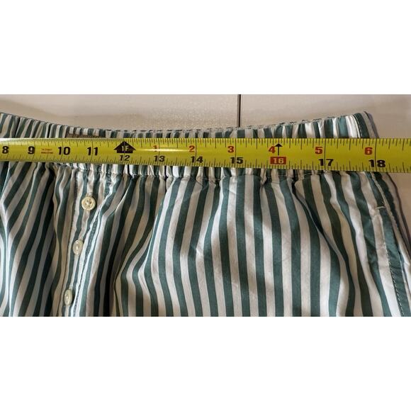 J.Crew Womens Pajama Set Sz S Green White Striped Poplin Holiday Long Sleeve - Picture 8 of 13